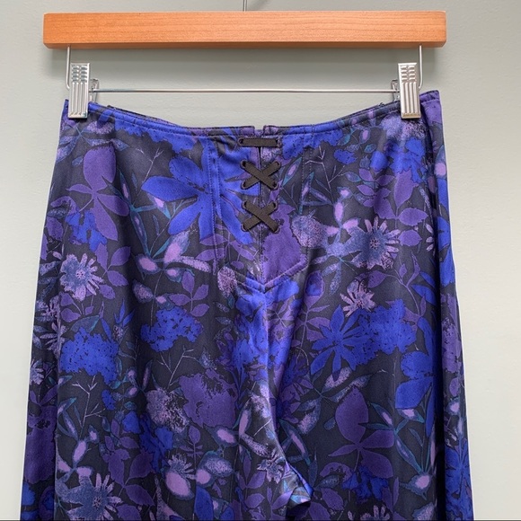 Elie Tahari Silk Wide Leg Navy Floral Pants 0 - Picture 7 of 14